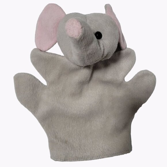 Elephant Hand Puppet 8 inch Plush Puppet Gray Stuffed Animal Educational Toy - Picture 1 of 5